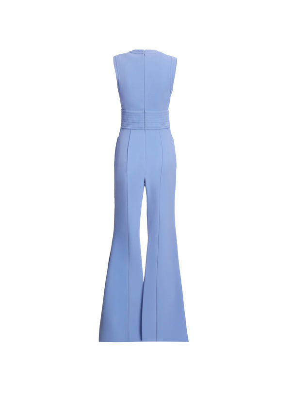 Elie Saab Lace Up Cady Jumpsuit Orient Blue