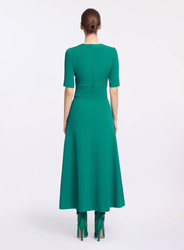 Elie Saab Lace Up Cady Midi Dress Absinthe Green