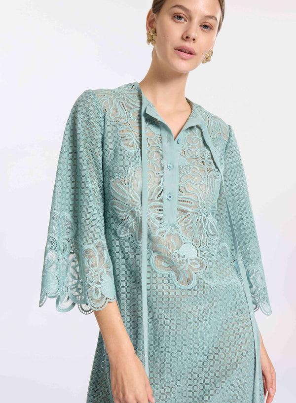 Elie Saab Macramé Kaftan Iceberg Green