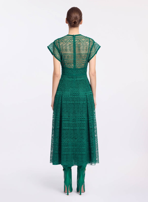 Elie Saab Macramé Midi Dress Absinthe Green