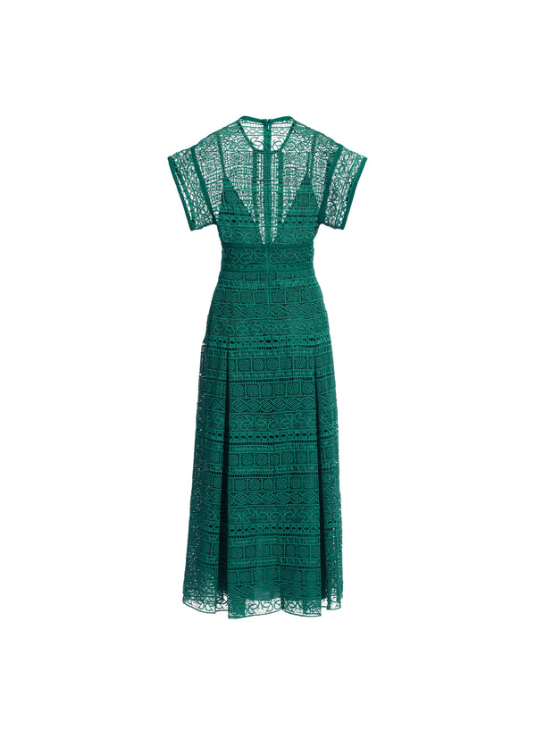 Elie Saab Macramé Midi Dress Absinthe Green