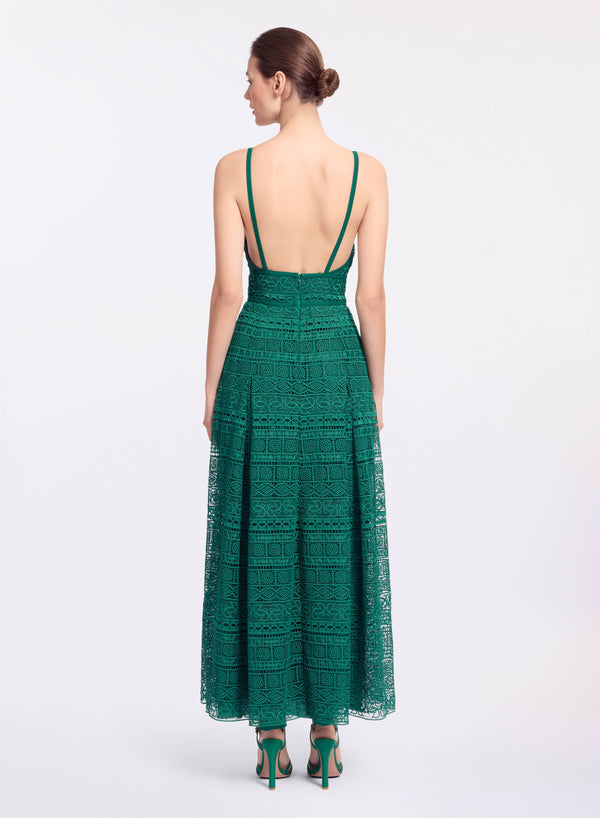 Elie Saab Macramé Midi Dress Absinthe Green