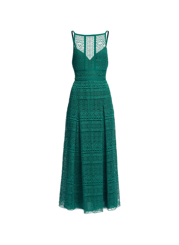 Elie Saab Macramé Midi Dress Absinthe Green