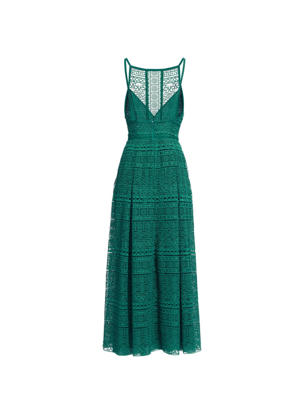 Elie Saab Macramé Midi Dress Absinthe Green