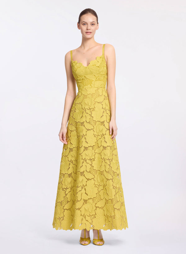 elie saab Macramé midi dress Antique Yellow