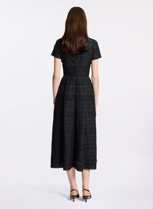 Elie Saab Macramé Midi Dress Black