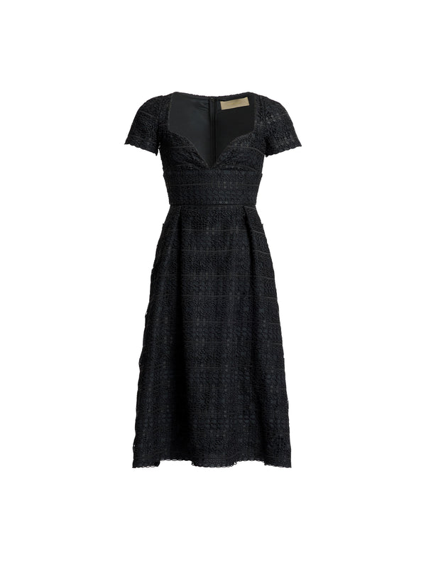 Elie Saab Macramé Midi Dress Black