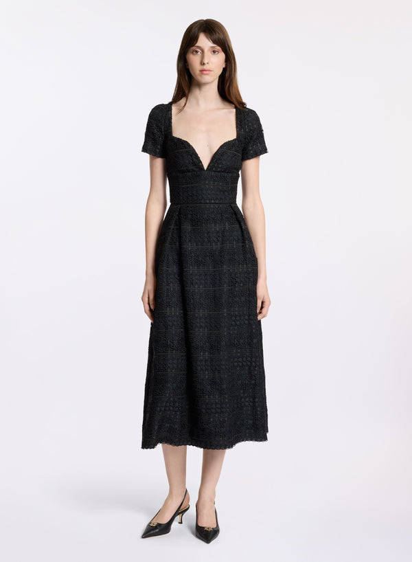 elie saab Macramé midi dress Black