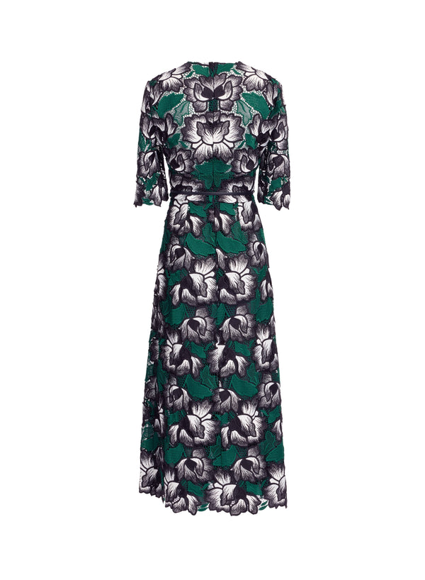 Elie Saab Macramé Midi Dress Multicolor