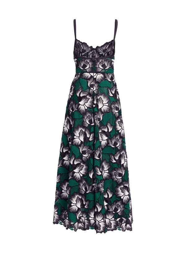 Elie Saab Macramé Midi Dress Multicolor