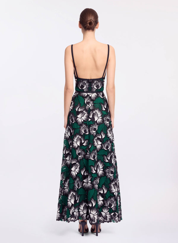 Elie Saab Macramé Midi Dress Multicolor