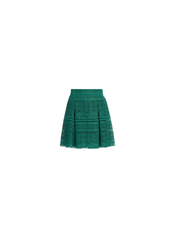 Elie Saab Macramé Short Skirt Absinthe Green