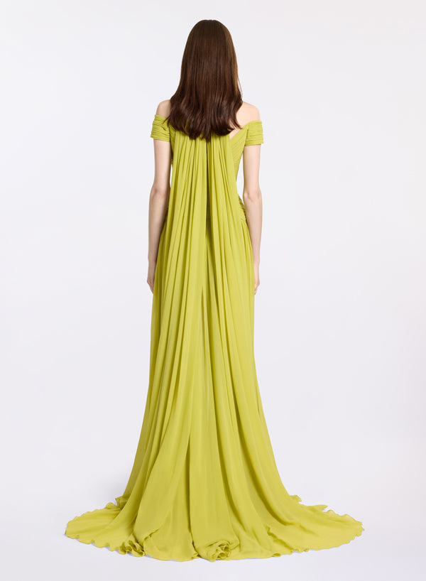 Elie Saab Mela Verde Silk Dress Mela Verde