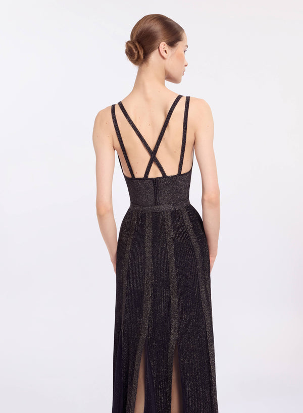 Elie Saab Metallic Knit Bodysuit Black