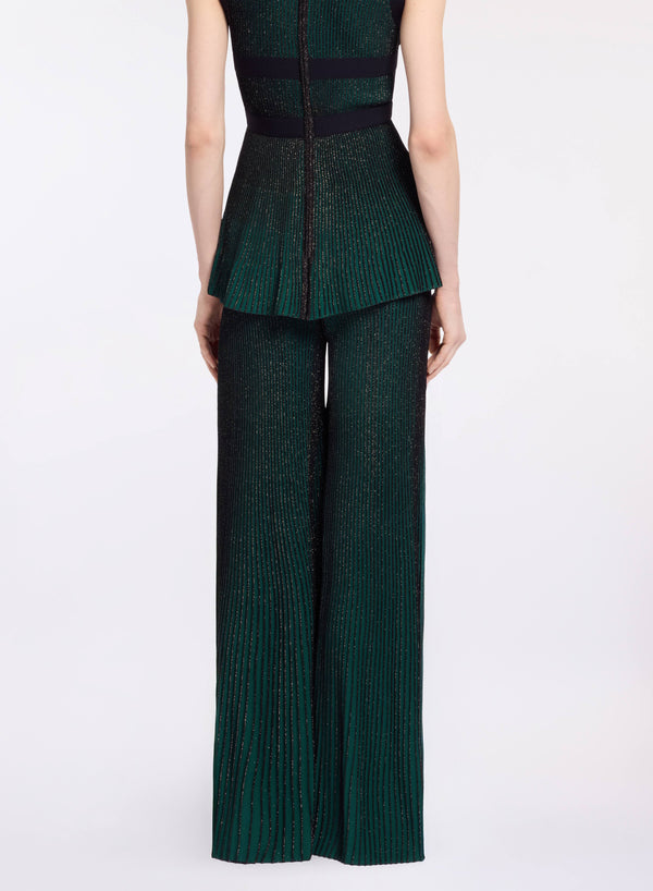 Elie Saab Metallic Knit Pants Absinthe Green