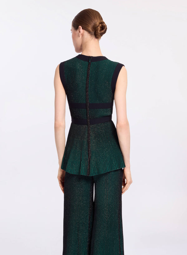 Elie Saab Metallic Knit Top Absinthe Green