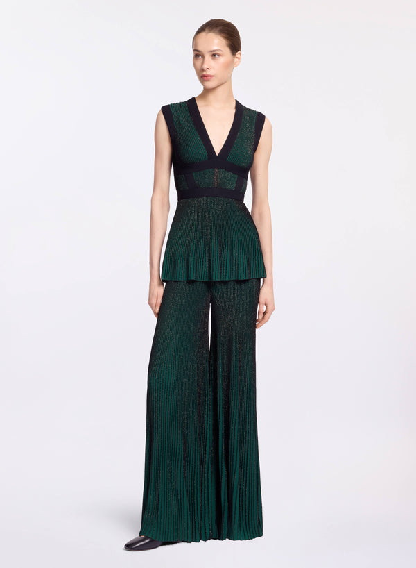 Elie Saab Metallic Knit Top Absinthe Green