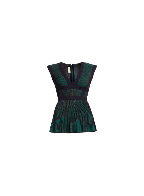Elie Saab Metallic Knit Top Absinthe Green