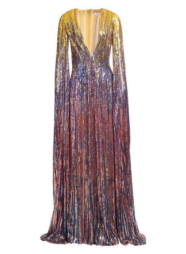 Elie Saab Multicolor Sequin Long Dress Multicolor