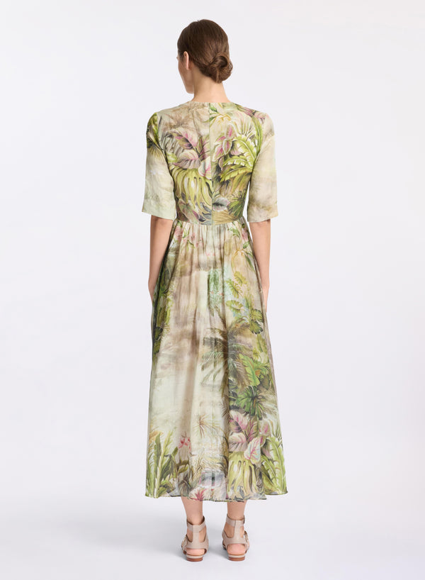 Elie Saab Oasis Printed Linen Dress Oasis II
