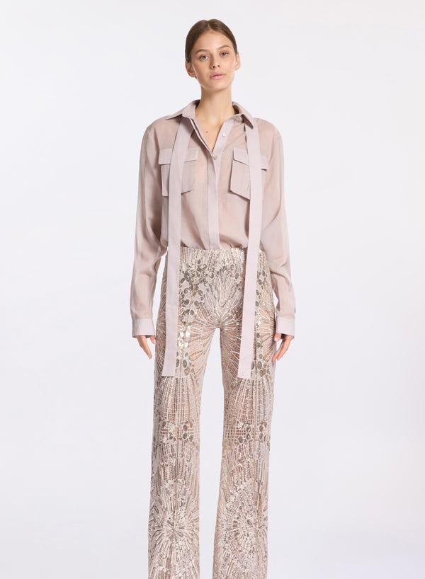 elie saab Organdy cotton shirt Elephant Grey