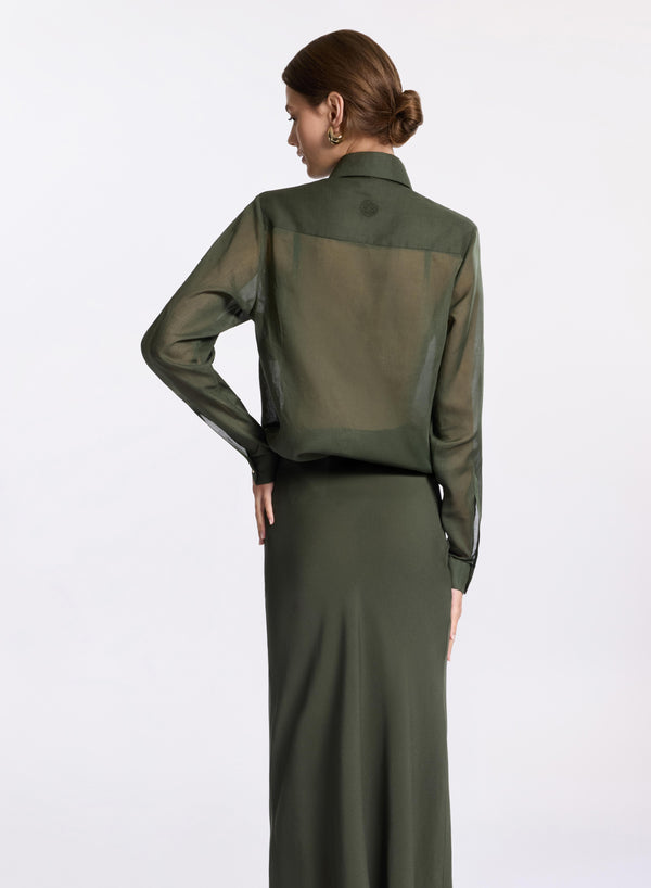 Elie Saab Organdy Cotton Shirt Palm Shade