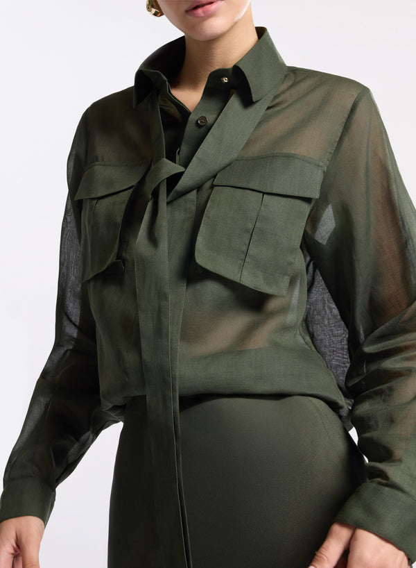 Elie Saab Organdy Cotton Shirt Palm Shade