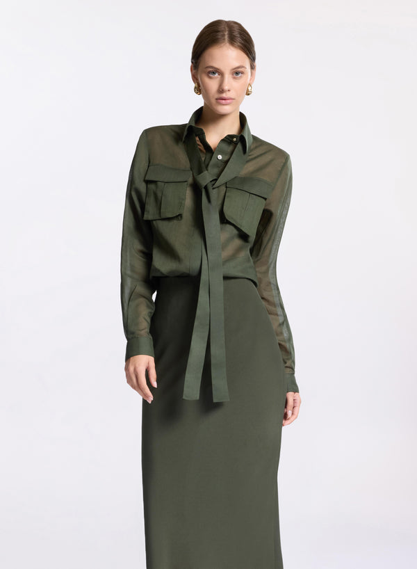 Elie Saab Organdy Cotton Shirt Palm Shade