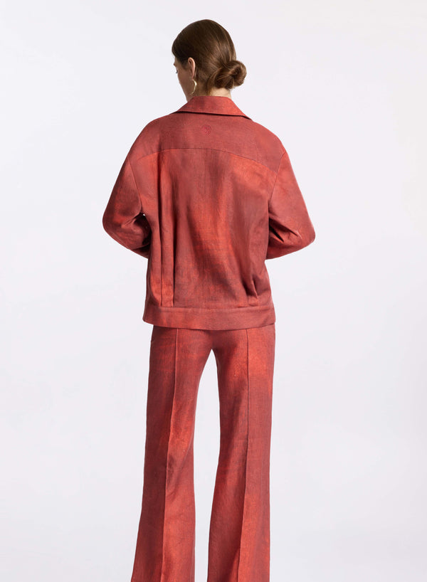 Elie Saab Oversized Linen Jacket Fireball Lily