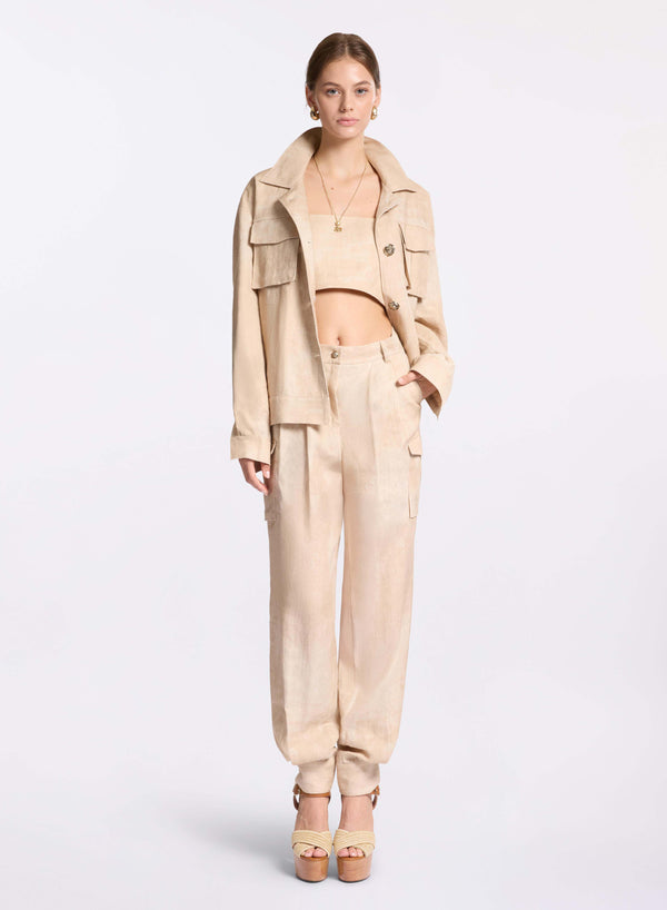 Elie Saab Oversized Linen Jacket Sand Gazelle