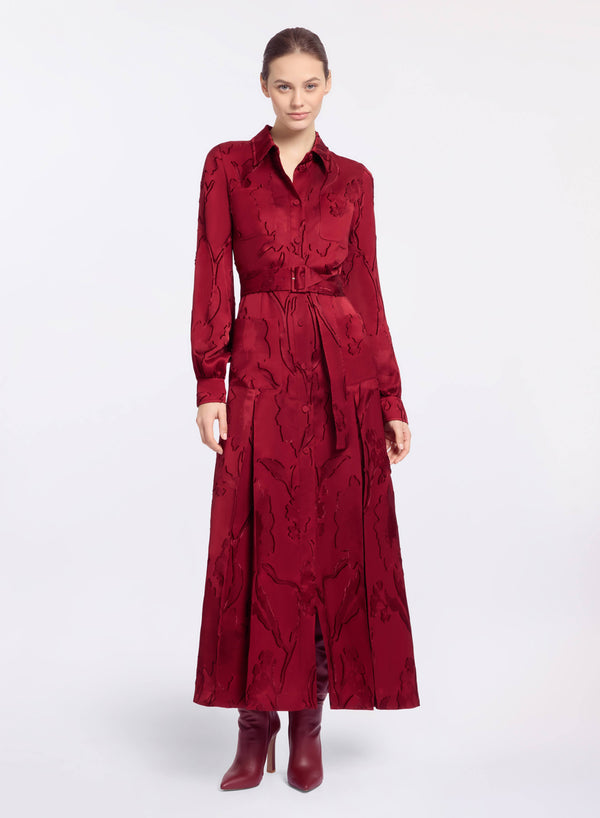 elie saab Pinstripe cady midi dress Luscious Red