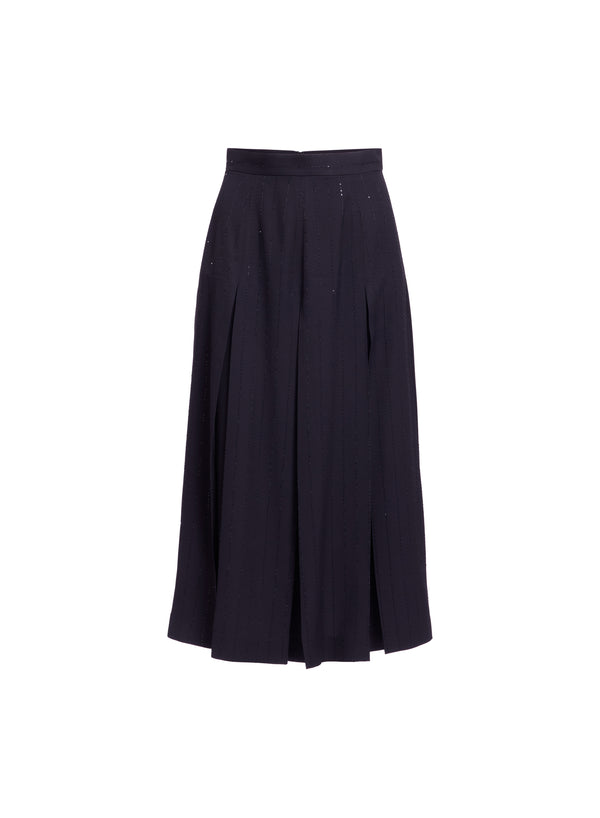 Elie Saab Pinstripe Crepe Midi Skirt Black