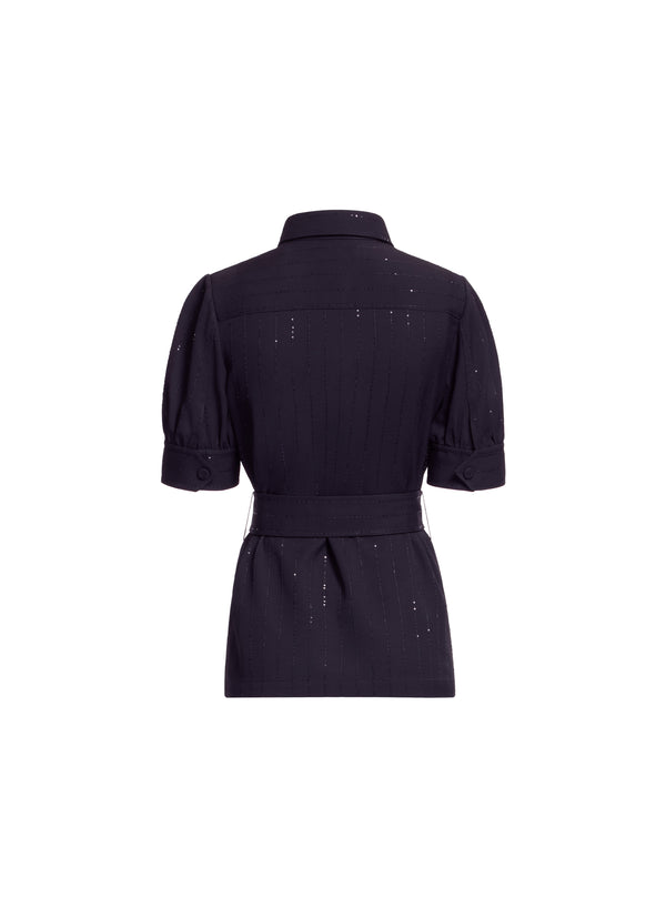 Elie Saab Pinstripe Crepe Shirt Black