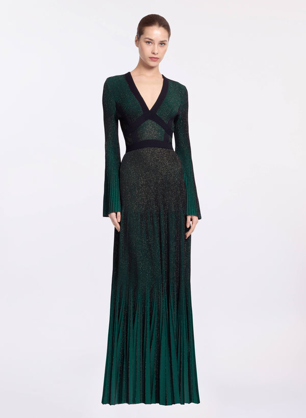 elie saab Pleated knit long dress Absinthe Green