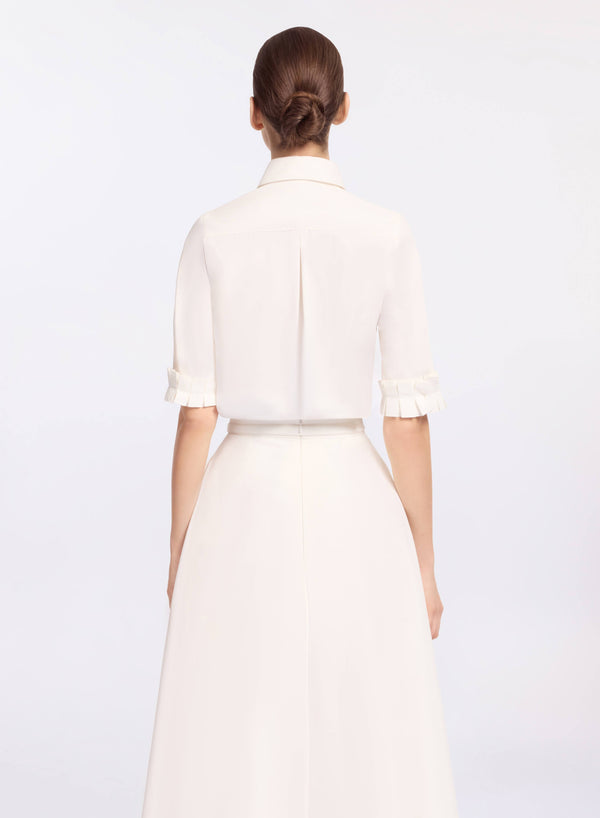 Elie Saab Pleated Ruffle Shirt Powder White