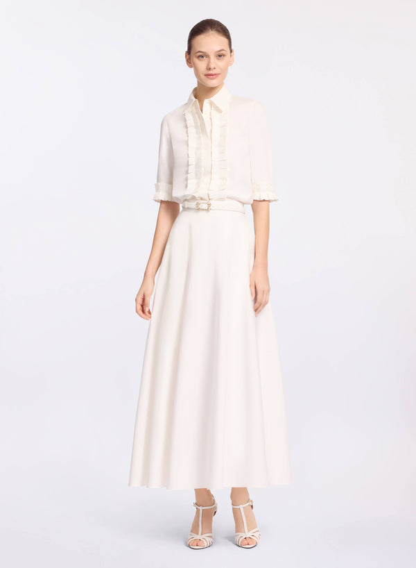 Elie Saab Pleated Ruffle Shirt Powder White