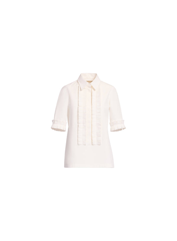 Elie Saab Pleated Ruffle Shirt Powder White