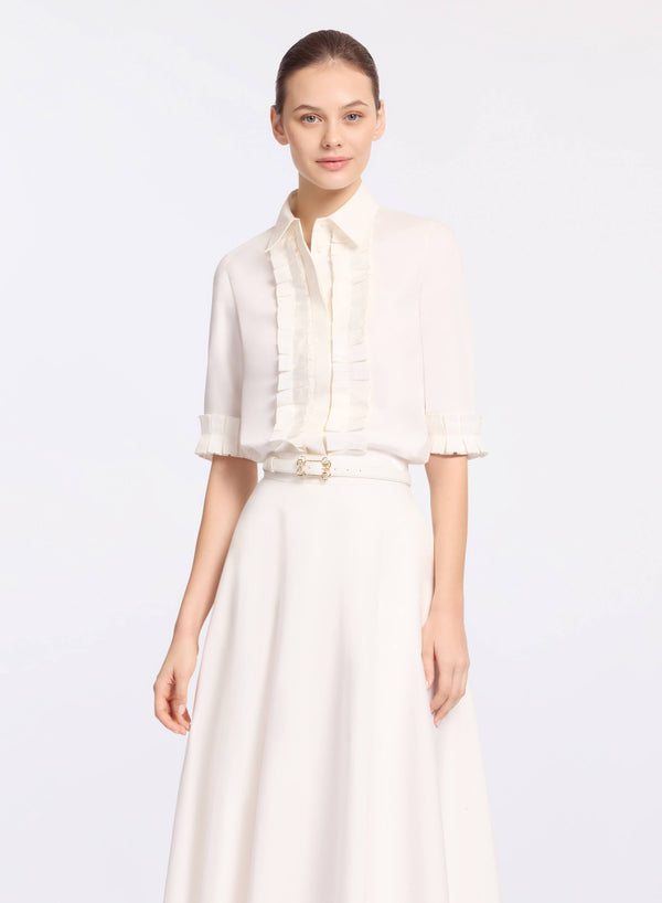 elie saab Pleated ruffle shirt Powder White