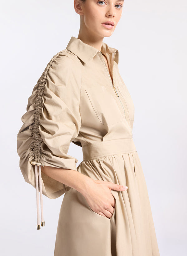 Elie Saab Poplin Cotton Dress Elephant Grey