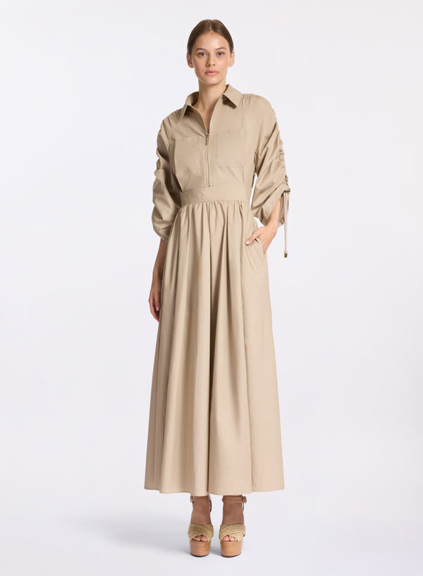 elie saab Poplin cotton dress Elephant Grey