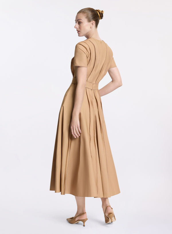 Elie Saab Poplin Midi Dress Cappuccino