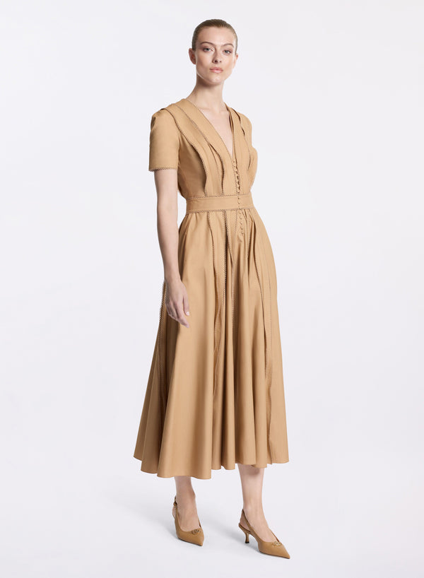 elie saab Poplin midi dress Cappuccino