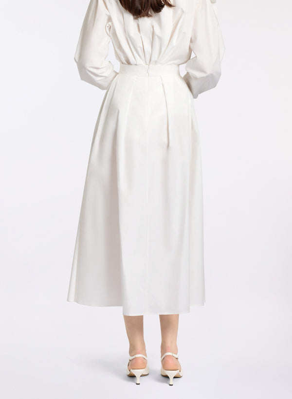 Elie Saab Poplin Midi Skirt Off White
