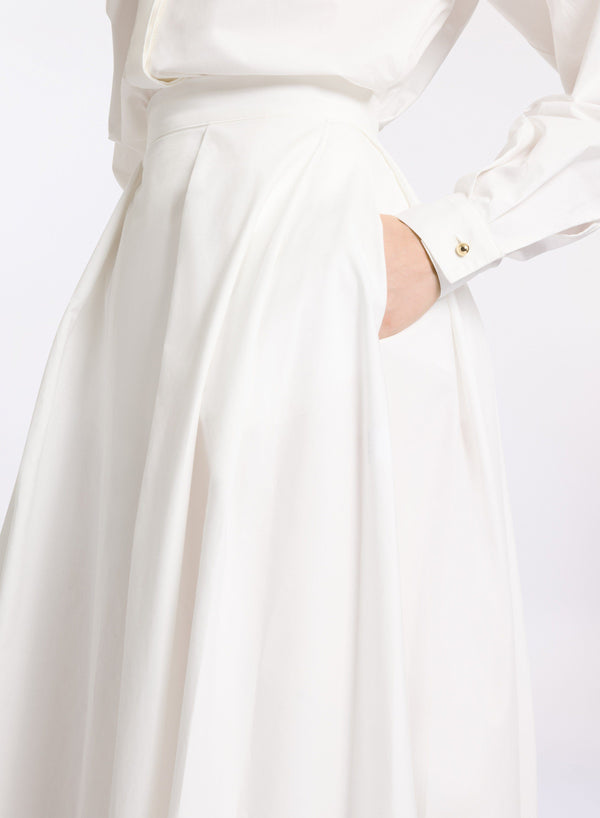 Elie Saab Poplin Midi Skirt Off White