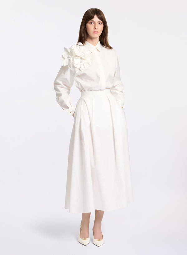 elie saab Poplin midi skirt Off White