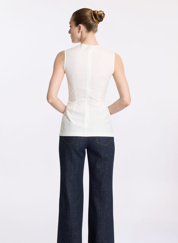 Elie Saab Poplin Top With Bow Detail Off White