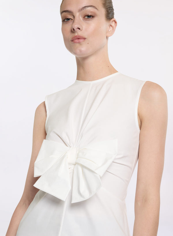Elie Saab Poplin Top With Bow Detail Off White