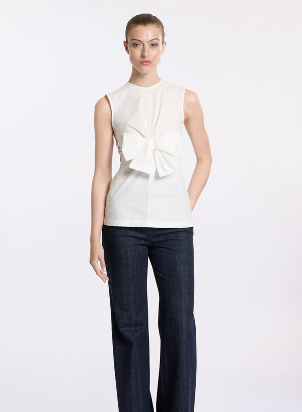elie saab Poplin top with bow detail Off White