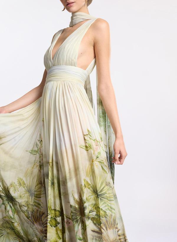 Elie Saab Printed Chiffon Oasis Dress Oasis I