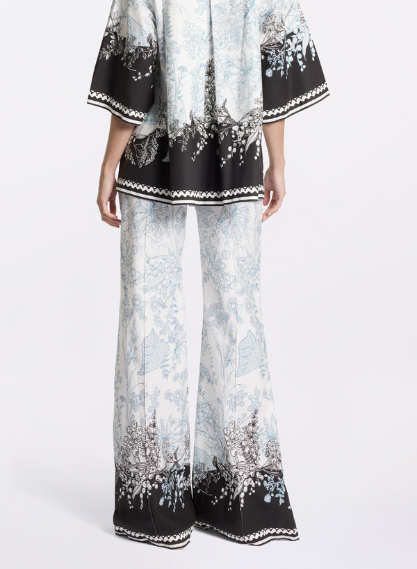 Elie Saab Printed Cotton Pants Black-White-Blue